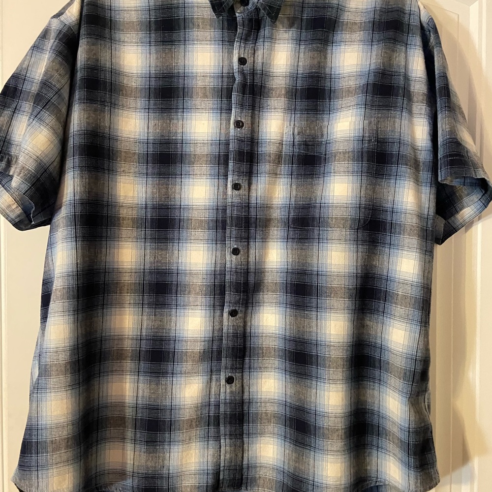 Men’s Faded Glory, XXL, Blue Plaid, Short Sleeve Shirt